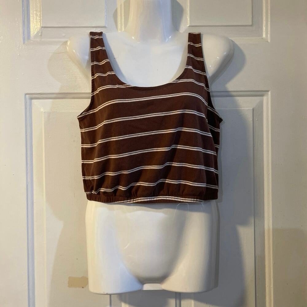 American Eagle Striped Bubble Scoop Neck Crop Tank Top SZ S Y2k Street-chic